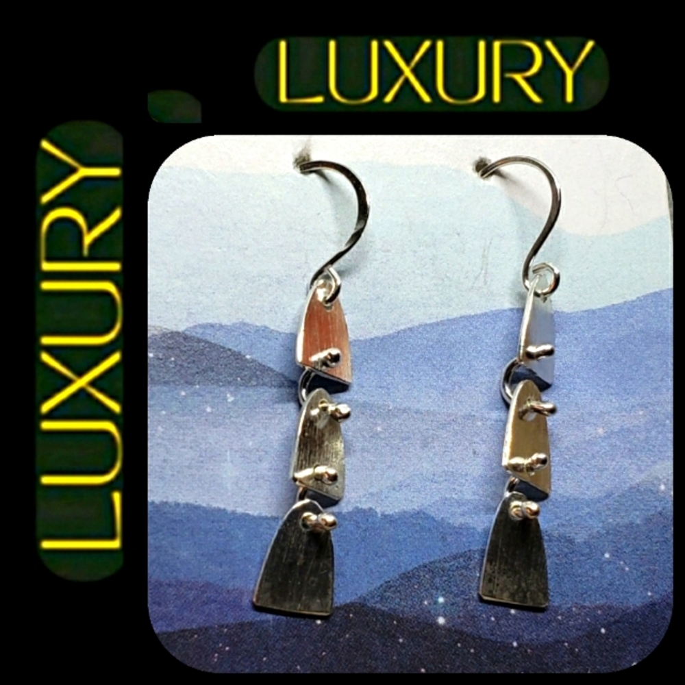 Sold Holden Bch- Dangle Modern Custom Made 3 Tier Earrings By NC Artisan